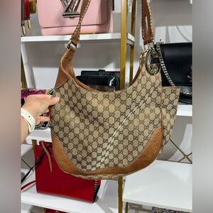 Gucci Brown Shoulder Bag with Monogram Canvas